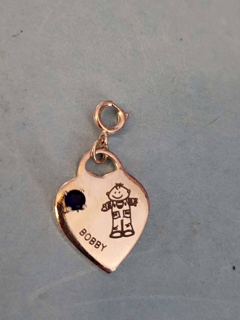 Heart Name Charm "Bobby" with Simulated Sapphire # 1185-500